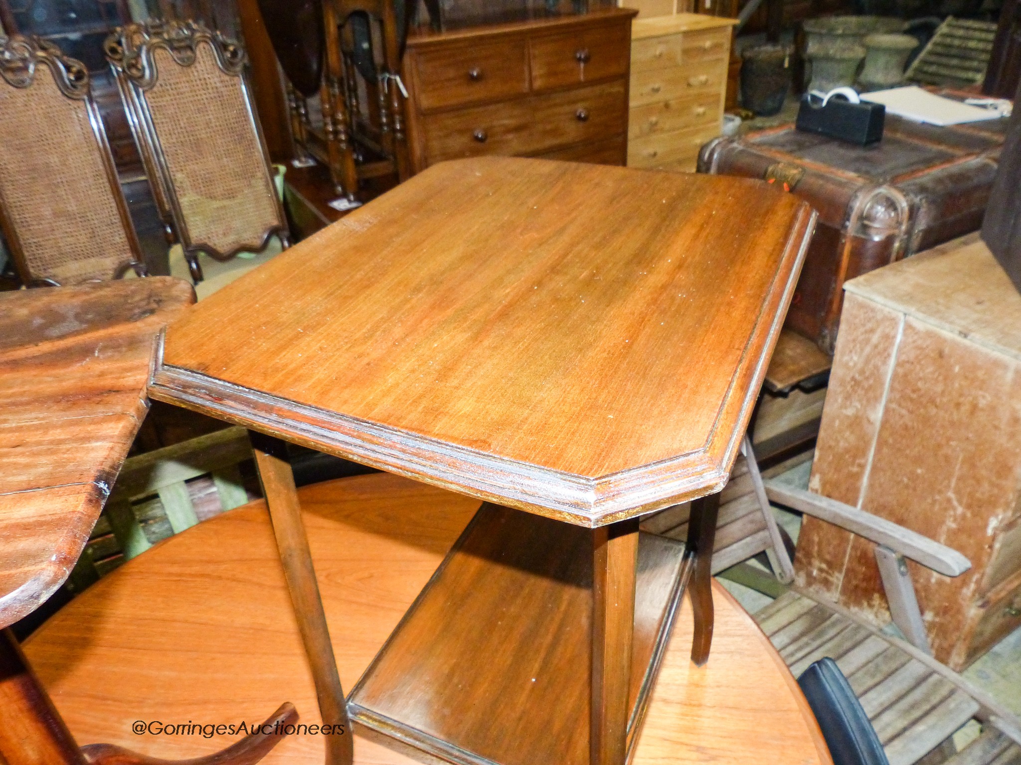 A 19th century mahogany wine table, width 40cm, height 68cm together with a late Victorian mahogany two tier occasional table